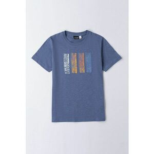 Tricou cu imprimeu grafic si decolteu la baza gatului imagine