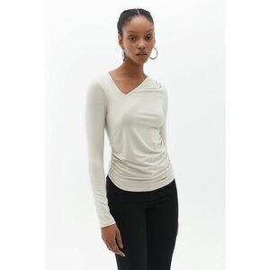Bluza din amestec de modal cu decolteu asimetric in V imagine