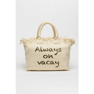 Geanta shopper cu imprimeu text - Negru - Crem imagine