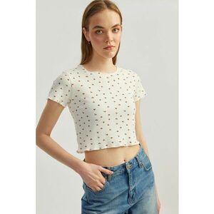 Tricou crop cu imprimeu grafic imagine