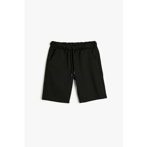 Pantaloni scurti cu model uni si snur de ajustare in talie imagine