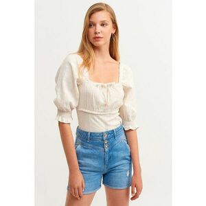 Bluza crop cu decolteu patrat si maneci bufante imagine