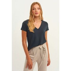 Tricou lejer din amestec de modal cu decolteu in V imagine