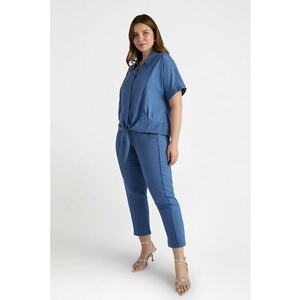 Pantaloni crop de in cu talie elastica pe spate imagine