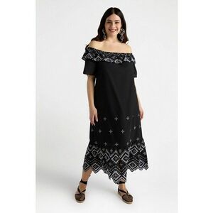 Rochie de bumbac cu decolteu pe umeri imagine