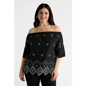 Bluza cu imprimeu si decolteu pe umeri imagine