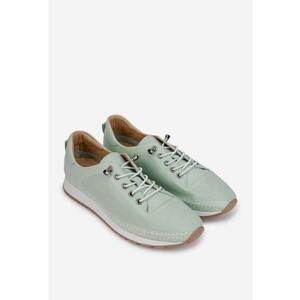 Pantofi dama din piele verde deschis cu siret elastic imagine