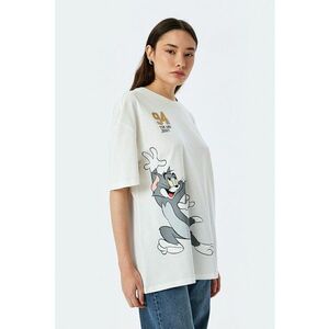 Tricou cu imprimeu cu Tom&Jerry si decolteu la baza gatului imagine