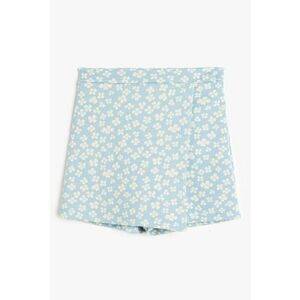 Fusta-pantalon cu talie inalta si model floral imagine