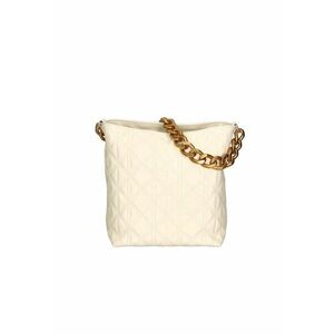 Geanta crossbody de piele cu garnituri cusute - Alb fildes imagine