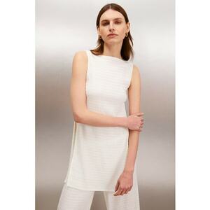 Bluza fara maneci din bumbac organic si slituri laterale imagine