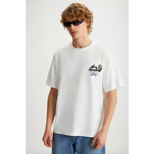 Tricou cu maneci cazute si imprimeu grafic pe partea din spate imagine
