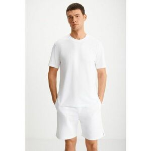 Tricou slim fit din amestec de bumbac cu decolteu la baza gatului Tiago imagine