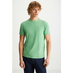 Tricou slim fit din amestec de bumbac cu decolteu la baza gatului Tiago imagine