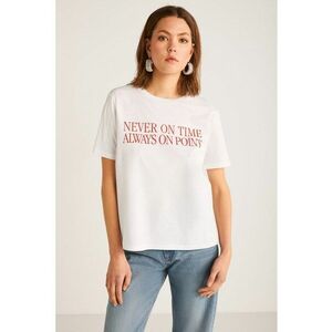 Tricou din bumbac cu imprimeu text imagine
