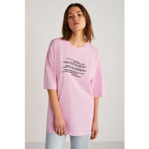 Tricou de bumbac cu imprimeu text imagine