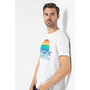 Tricou cu decolteu la baza gatului si imprimeu logo contrastant imagine