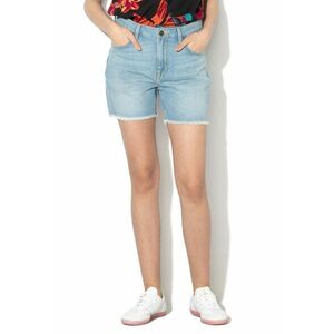Pantaloni scurti din denim cu croiala boyfriend si terminatii franjurate imagine