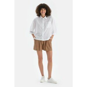 Pantaloni scurti de in si lyocell cu pliuri frontale imagine