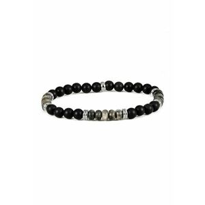 Bratara elastica cu margele din onix - Negru/Gri inchis/Gri cenusa imagine