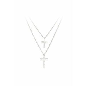 Colier cu siraguri multiple - decorat cu pandantive cruce si zirconia imagine