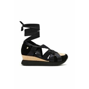 Pantofi cu talpa wedge si sireturi din satin imagine