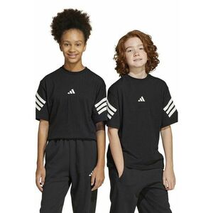 Tricou cu decolteu la baza gatului si imprimeu logo - Alb - Negru stins - imagine