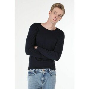 Tricou Cu Maneca Lunga De Barbati Albastru Marin Slim Fit imagine