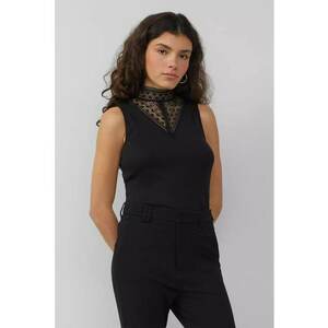 Tricou slim-fit din amestec de modal cu insertie din dantela - fara maneci imagine
