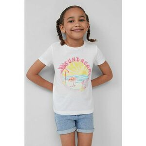 Tricou cu decolteu la baza gatului - model grafic si imprimeu text imagine