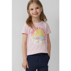 Tricou cu decolteu la baza gatului - model grafic si imprimeu text imagine