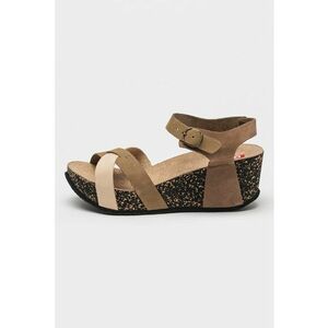 Sandale wedge de piele nabuc cu catarama imagine
