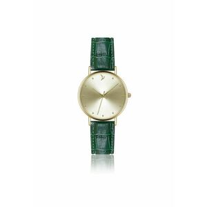 Ceas dama Mona - aurie - verde - 38mm - curea din piele naturala - inox imagine