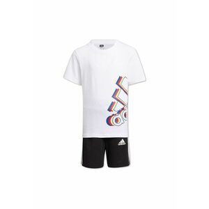 Set tricou + pantaloni scurti copii - alb-negru - bumbac - imagine
