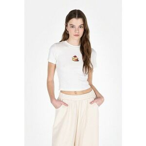 Tricou crop cu imprimeu discret imagine
