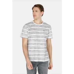 Tricou cu decolteu la baza gatului si model in dungi imagine