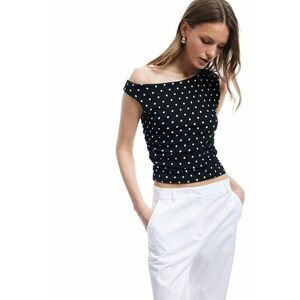 Top slim fit cu decolteu pe un umar imagine