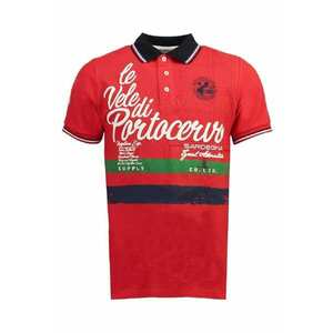 Tricou polo barbati rosu - marime S - 100% bumbac - design cu imprimeu imagine