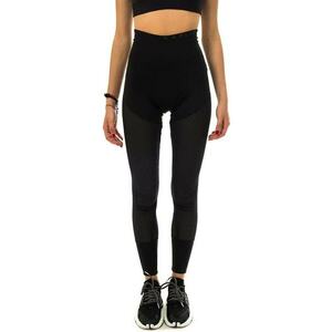 Pantaloni sport dama Karlie Kloss - poliester/elastan - cu logo - negru - imagine