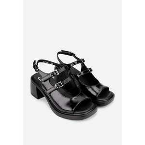 Sandale dama negre din piele lacuita imagine