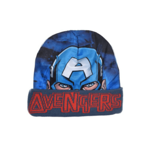 Caciula copii albastra - 52 - cu imprimeu Captain America - calduroasa - din poliester imagine