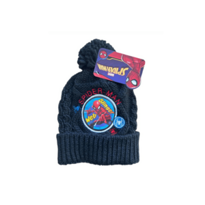 Caciula de iarna pentru baieti Spiderman - neagra - cu pompon imagine