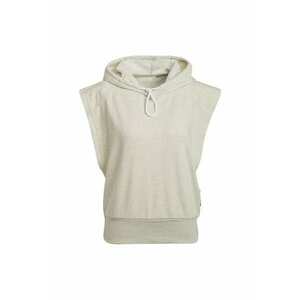 Tricou dama bej - bumbac/poliester - cu gluga - fara maneci imagine