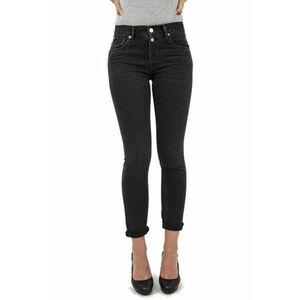 Pantaloni dama - model Mom Slim - talie inalta - negru - bumbac - imagine