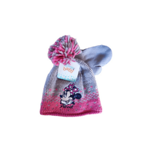 Set caciula si manusi Minnie - gri - material pentru fete imagine