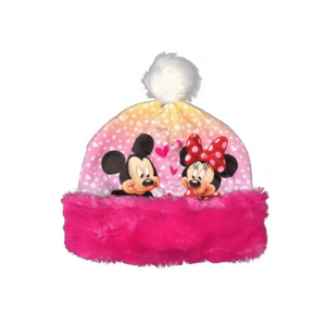 Caciula copii Minnie Mouse - roz - 100% poliester - calduroasa - cu pompon imagine