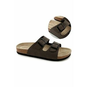 Slapi dama Jozefina - piele vegana - culoare maro - talpa din pluta si cauciuc - design slip-on imagine