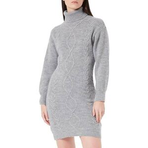 Rochie lejera - gri - acril-poliester - guler inalt - maneci lungi - imagine