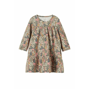 Rochie fete - flori - verde - bumbac elastan - set nou imagine