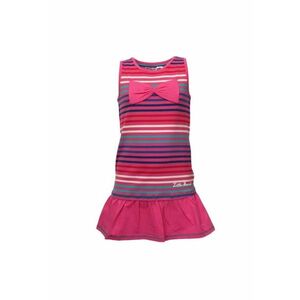 Rochie pentru fete - dungi colorate - roz - bumbac cu elastan - imagine